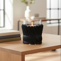 Orsina Kuta Black Large Candle Holder | Raffia and Glass Centerpiece