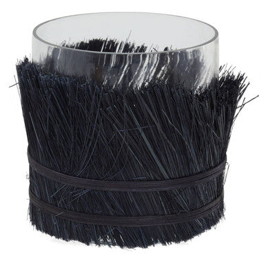 Orsina Kuta Black Candle Holder – Small Glass and Raffia Lantern