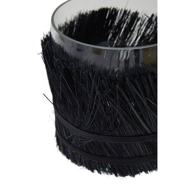 Orsina Kuta Black Candle Holder – Small Glass and Raffia Lantern
