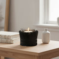 Orsina Kuta Black Candle Holder – Small Glass and Raffia Lantern