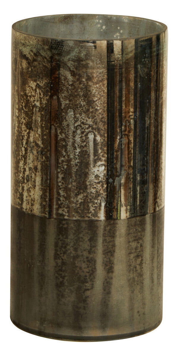 Orsina Gaia Large Glass Vase – Metallic Antique Finish & Marbled Base