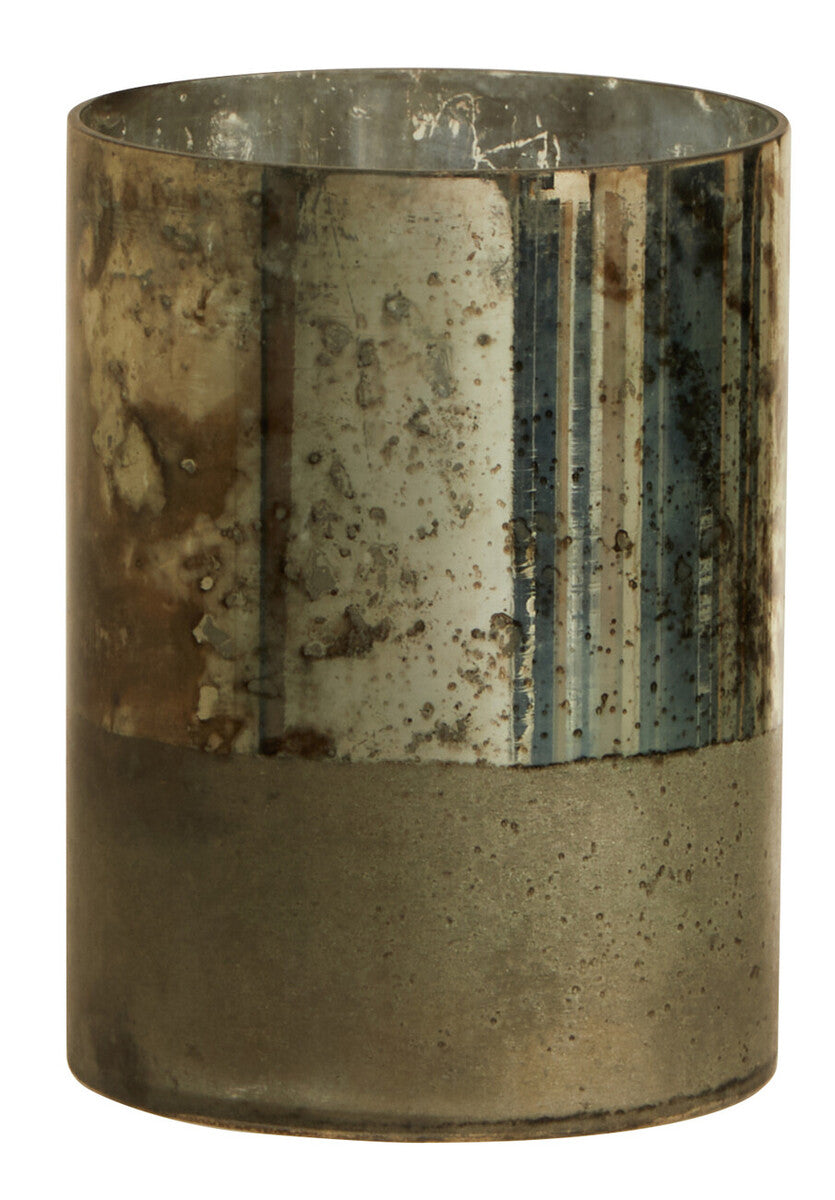 Orsina Gaia Small Glass Vase – Metallic Antique Finish & Marbled Base