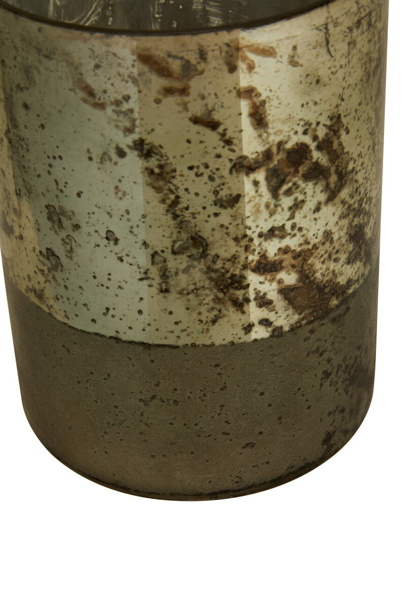 Orsina Gaia Small Glass Vase – Metallic Antique Finish & Marbled Base