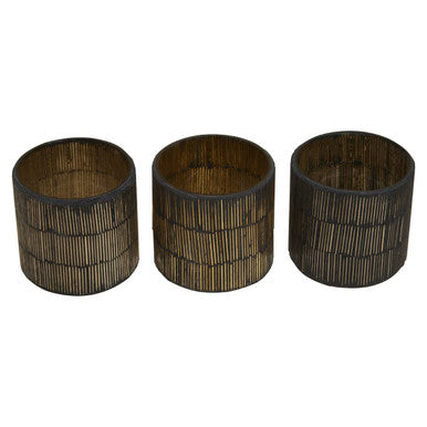 Orsina Gaia Mosaic Glass Tealight Holders – Antique Gold Set of 3