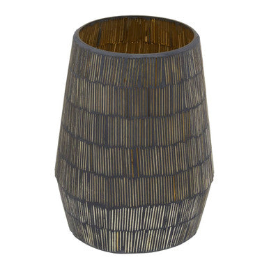 Orsina Gaia Large Mosaic Glass Candle Holder – Gold Antique Finish
