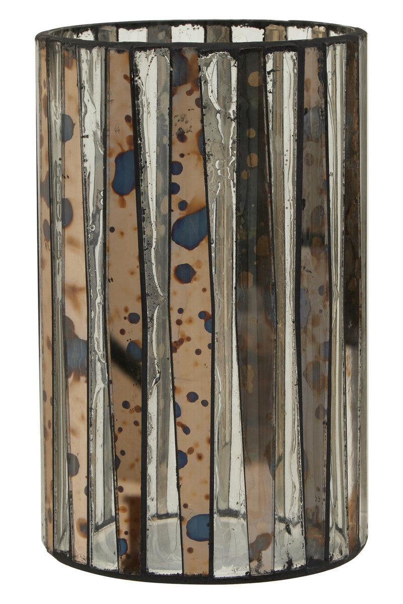 Orsina Gaia Large Glass Candle Holder – Smoked Antique Mosaic Finish