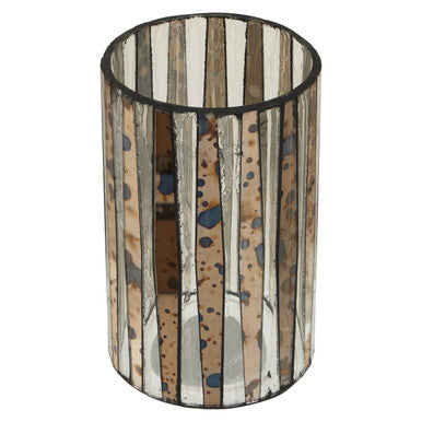 Orsina Gaia Large Glass Candle Holder – Smoked Antique Mosaic Finish