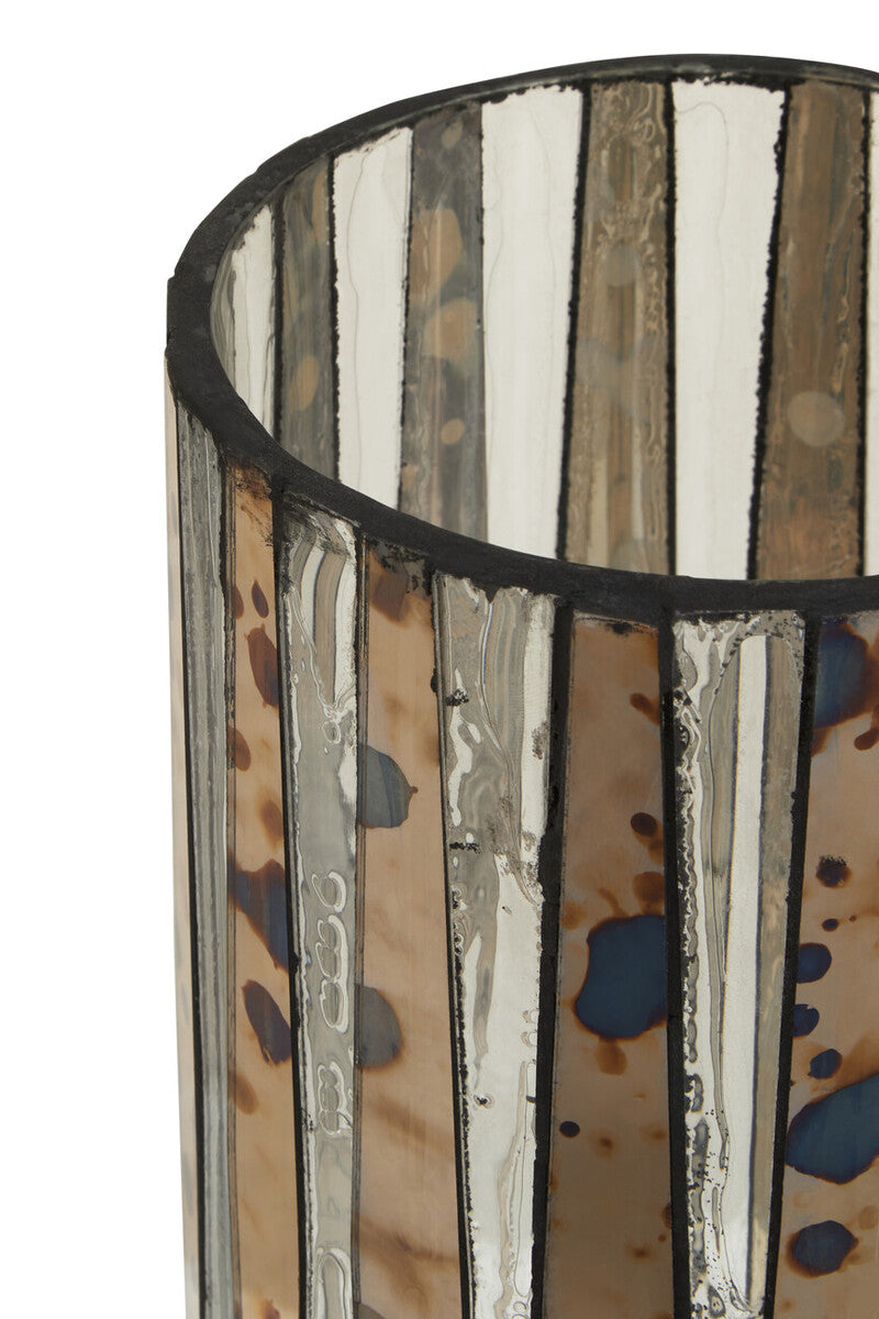 Orsina Gaia Large Glass Candle Holder – Smoked Antique Mosaic Finish