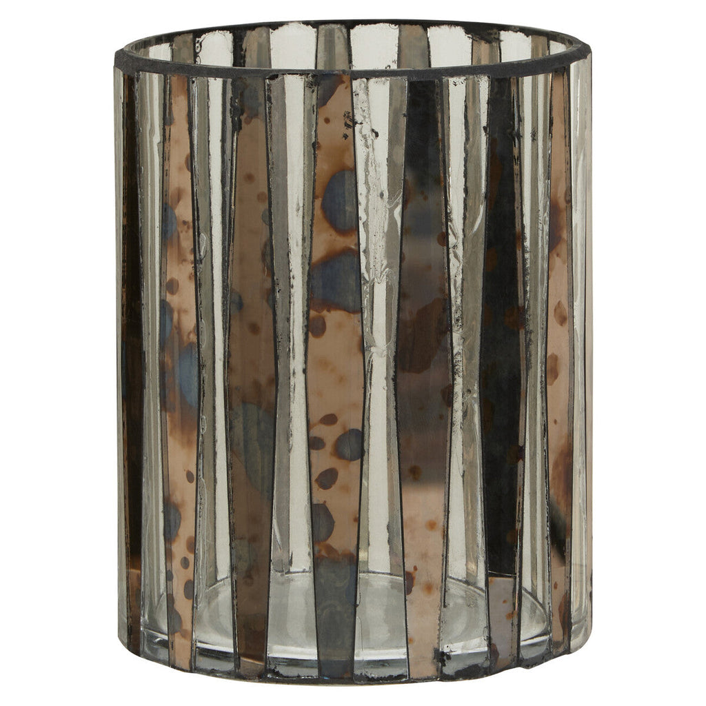 Orsina Gaia Glass Candle Holder – Smoked Antique Finish Mosaic