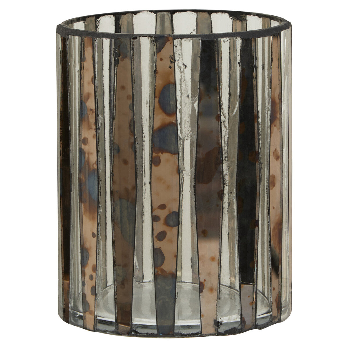 Orsina Gaia Glass Candle Holder – Smoked Antique Finish Mosaic