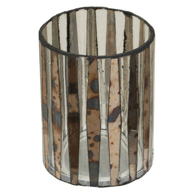 Orsina Gaia Glass Candle Holder – Smoked Antique Finish Mosaic