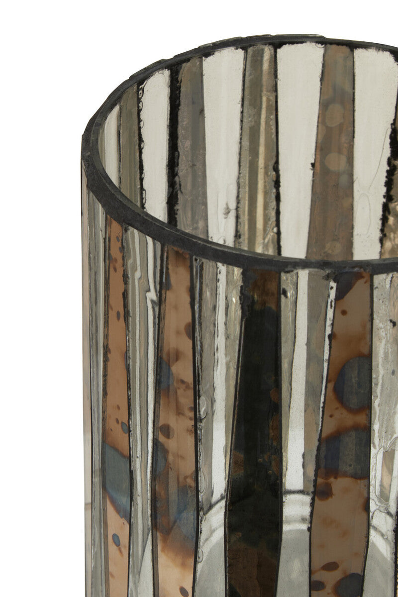 Orsina Gaia Glass Candle Holder – Smoked Antique Finish Mosaic
