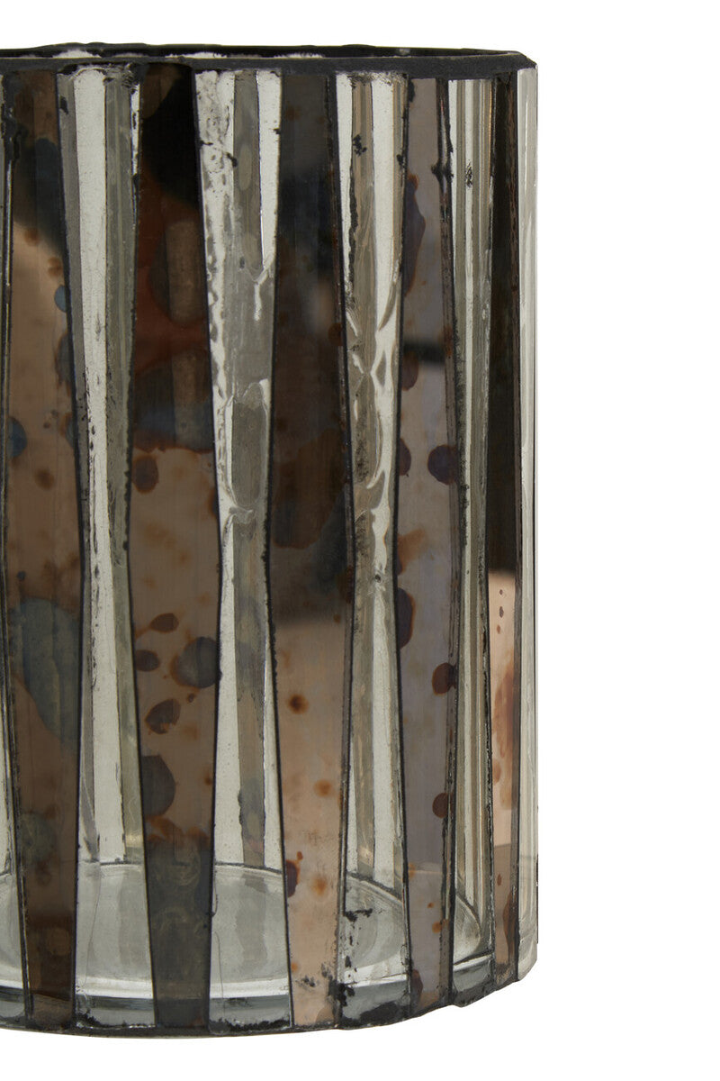 Orsina Gaia Glass Candle Holder – Smoked Antique Finish Mosaic