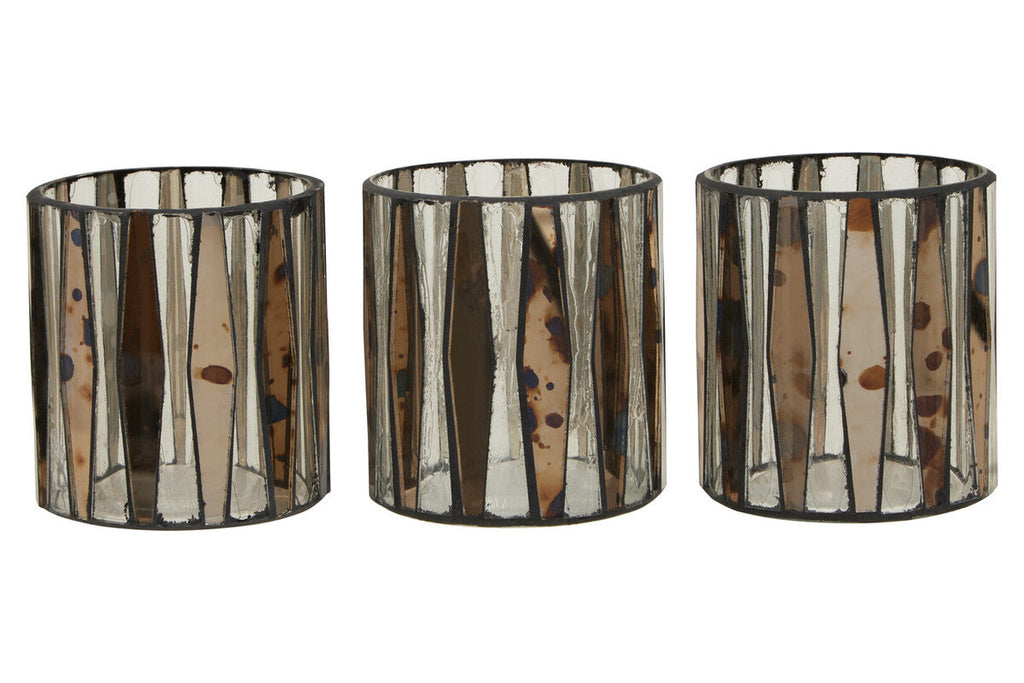 Orsina Gaia Smoked Antique Glass Tealight Holders – Set of 3