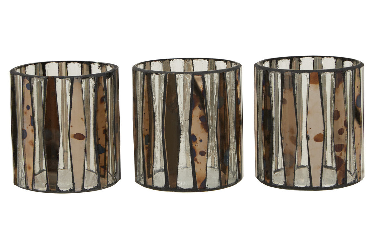 Orsina Gaia Smoked Antique Glass Tealight Holders – Set of 3