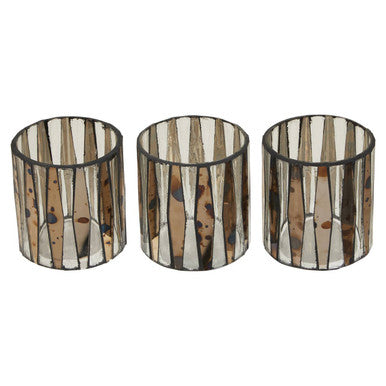 Orsina Gaia Smoked Antique Glass Tealight Holders – Set of 3