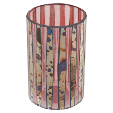 Orsina Gaia Pink Mosaic Glass Large Pillar Candle Holder – Antique Finish