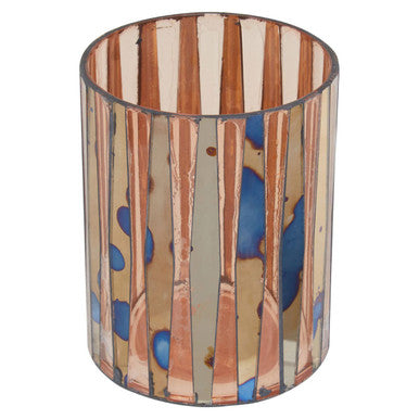 Orsina Gaia Pink Antique Mosaic Glass Small Candle Holder | 10cm