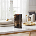 Orsina Gaia Black and Gold Marble Effect Glass Large Candle Holder