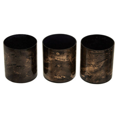 Orsina Gaia Black and Gold Marble Tealight Holders - Set of 3