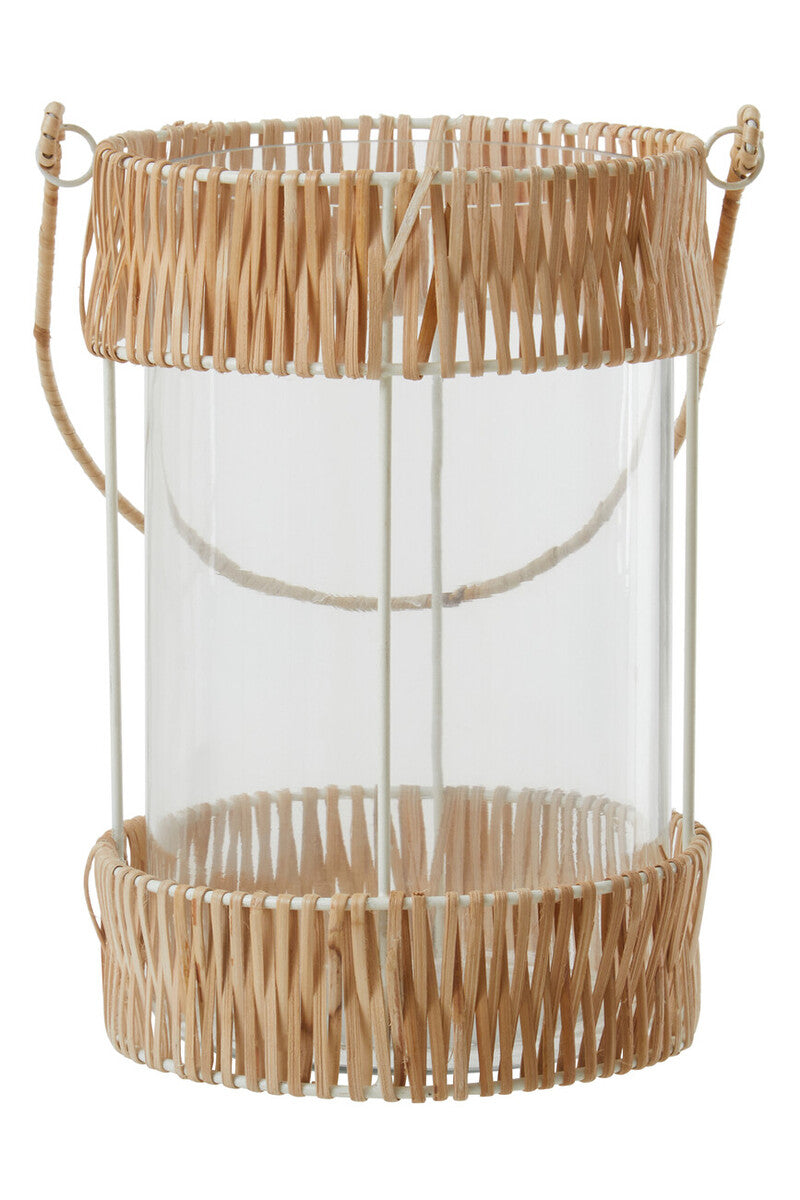 Orsina Kuta Large Coastal Lantern | White Wire and Rattan Decor