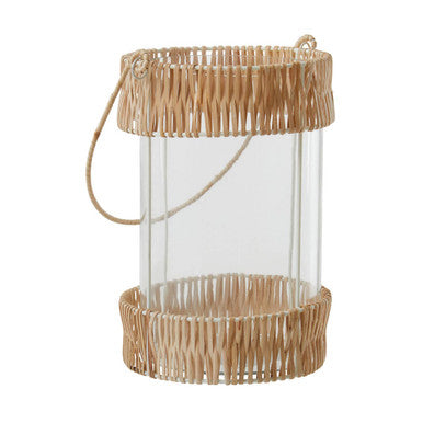 Orsina Kuta Large Coastal Lantern | White Wire and Rattan Decor