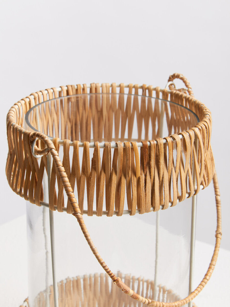 Orsina Kuta Large Coastal Lantern | White Wire and Rattan Decor