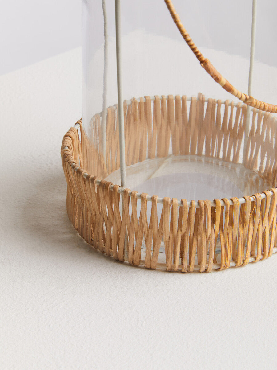 Orsina Kuta Large Coastal Lantern | White Wire and Rattan Decor