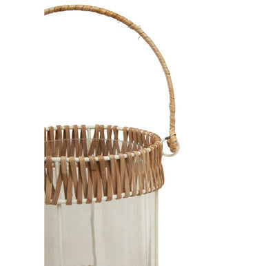 Orsina Kuta Small Rattan and White Wire Lantern with Rope Handle