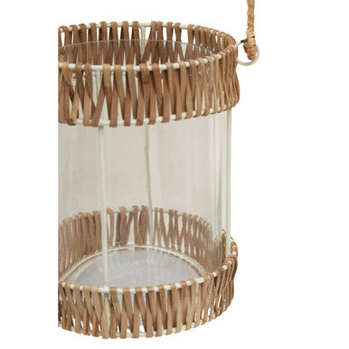 Orsina Kuta Small Rattan and White Wire Lantern with Rope Handle