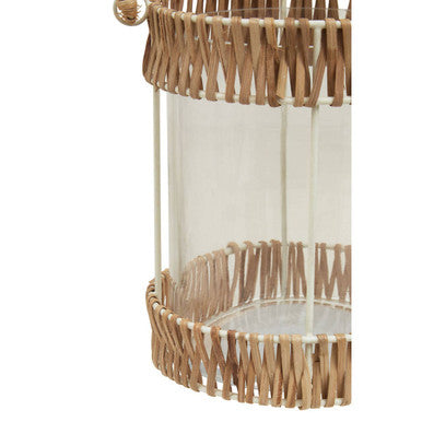Orsina Kuta Small Rattan and White Wire Lantern with Rope Handle