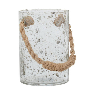 Orsina Kuta Large Natural Rope & Textured Glass Decorative Lantern