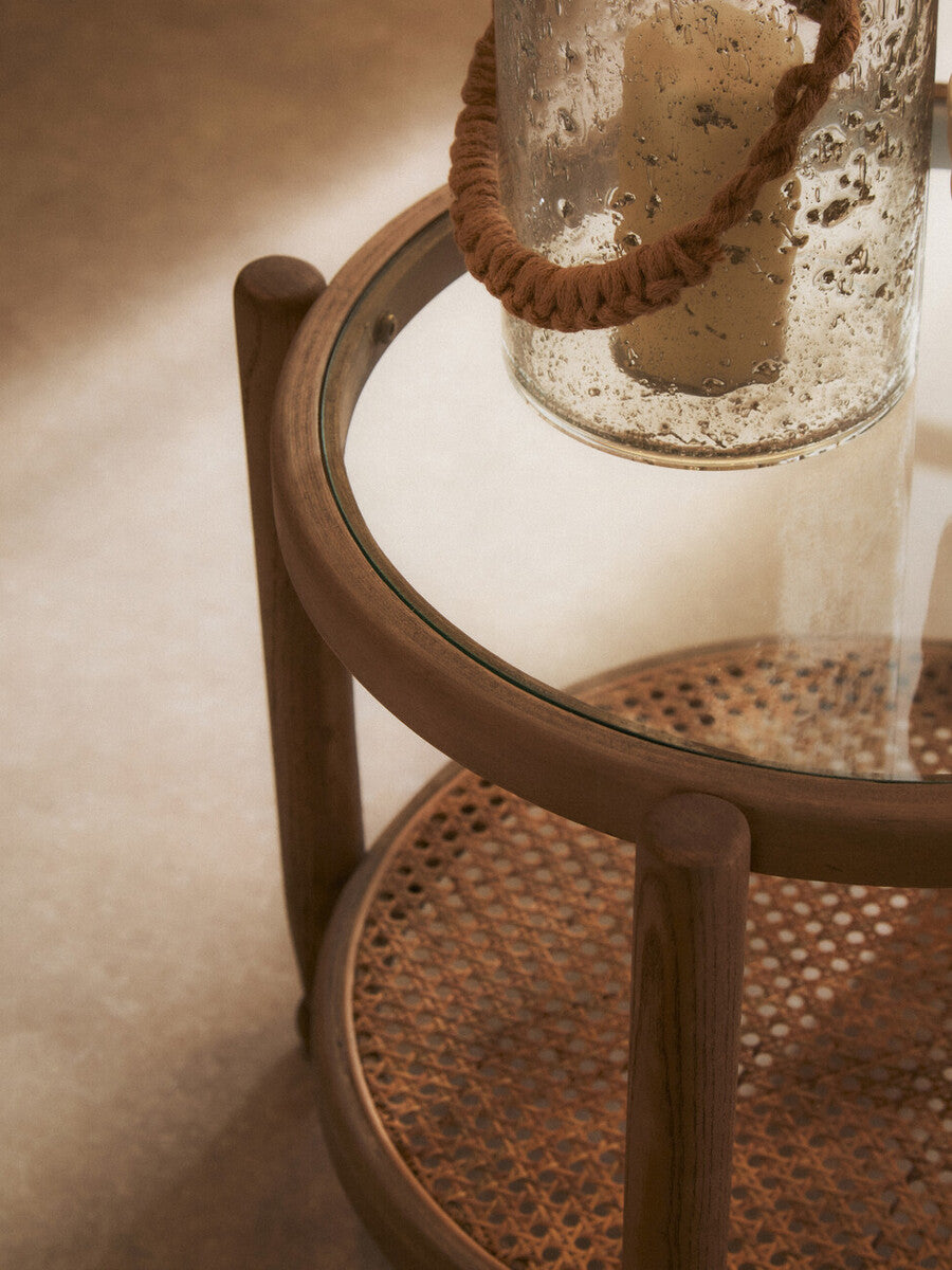Orsina Kuta Large Natural Rope & Textured Glass Decorative Lantern