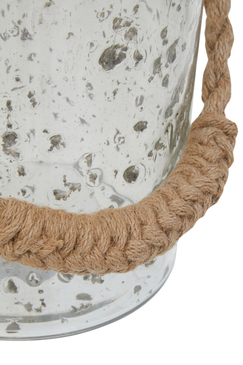 Orsina Kuta Large Natural Rope & Textured Glass Decorative Lantern
