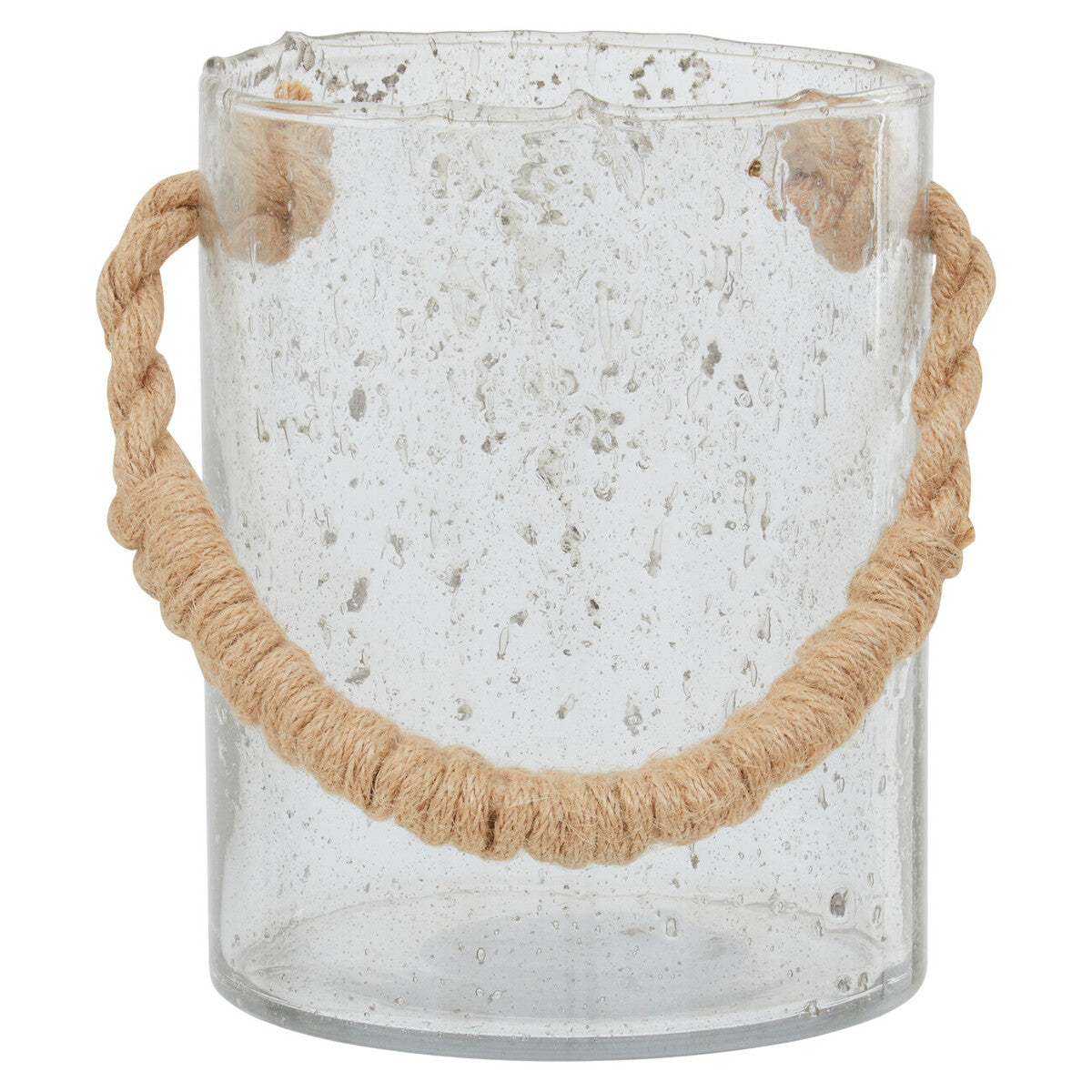 Orsina Kuta Natural Rope Glass Lantern – Medium Coastal Table Centerpiece