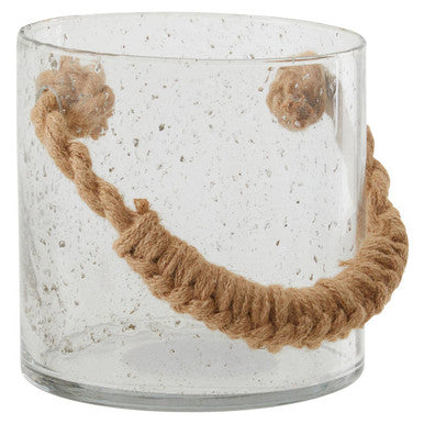 Orsina Kuta Natural Rope Glass Lantern – Handcrafted Boho Table Decor