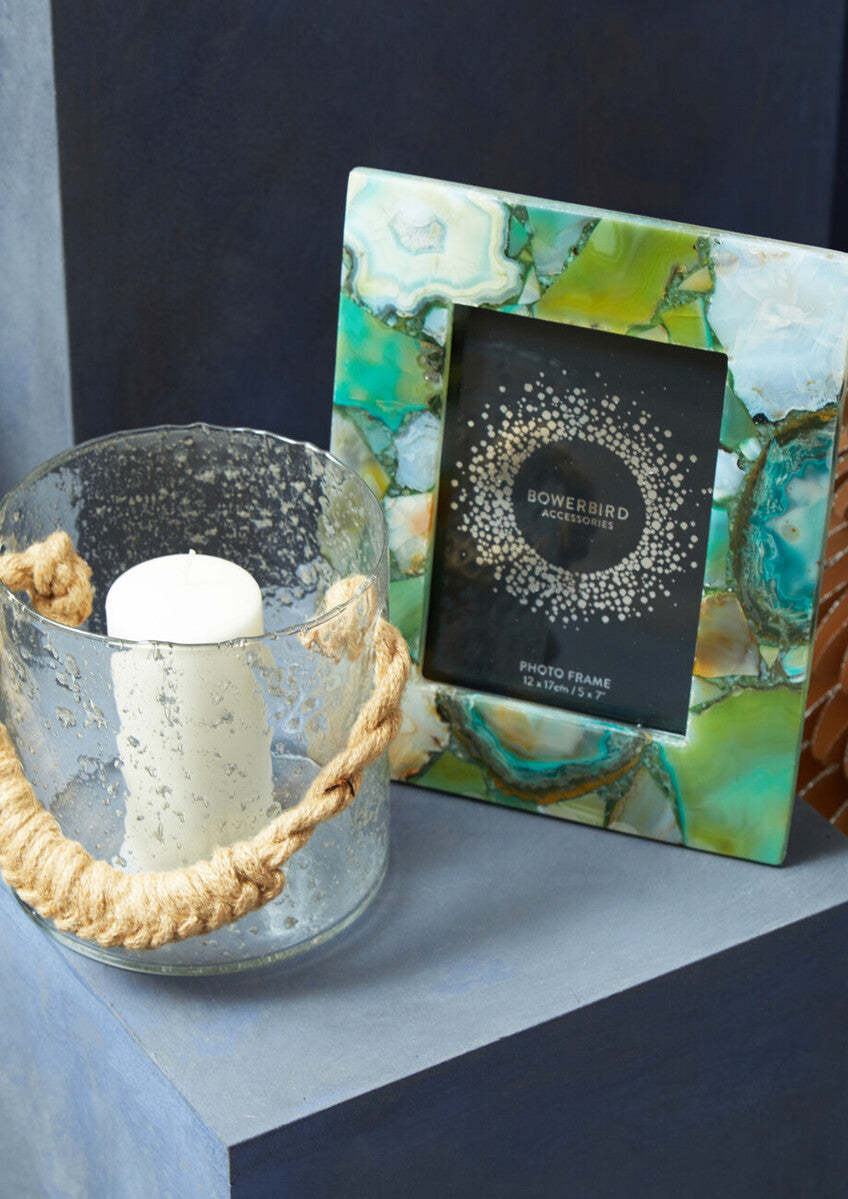 Orsina Kuta Natural Rope Glass Lantern – Handcrafted Boho Table Decor