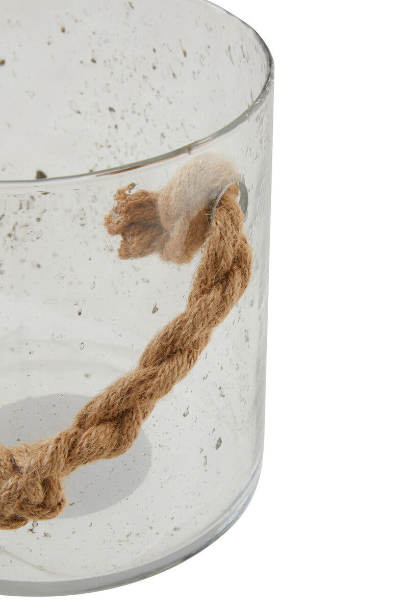Orsina Kuta Natural Rope Glass Lantern – Handcrafted Boho Table Decor