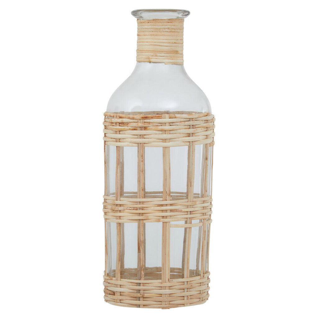 Orsina Kuta Large Glass Vase – Natural Cane Wrapped Coastal Decor