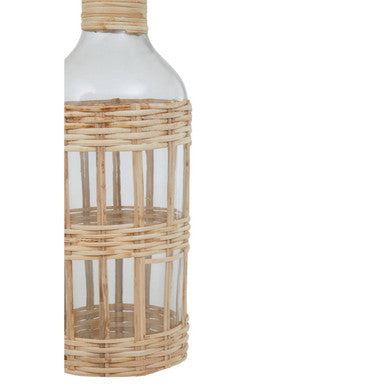 Orsina Kuta Large Glass Vase – Natural Cane Wrapped Coastal Decor