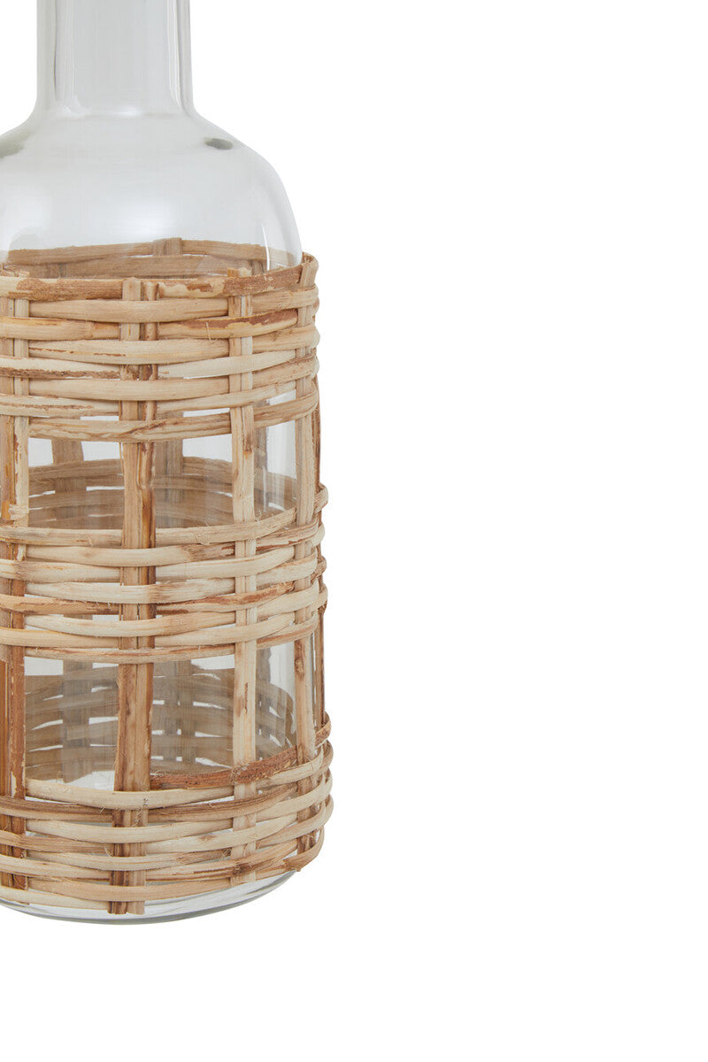 Orsina Kuta Glass Vase – Natural Handwoven Cane Small Bottle Vase