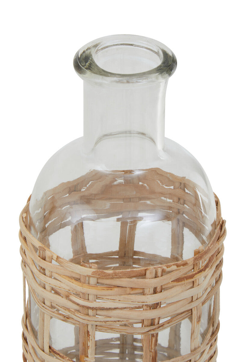 Orsina Kuta Glass Vase – Natural Handwoven Cane Small Bottle Vase