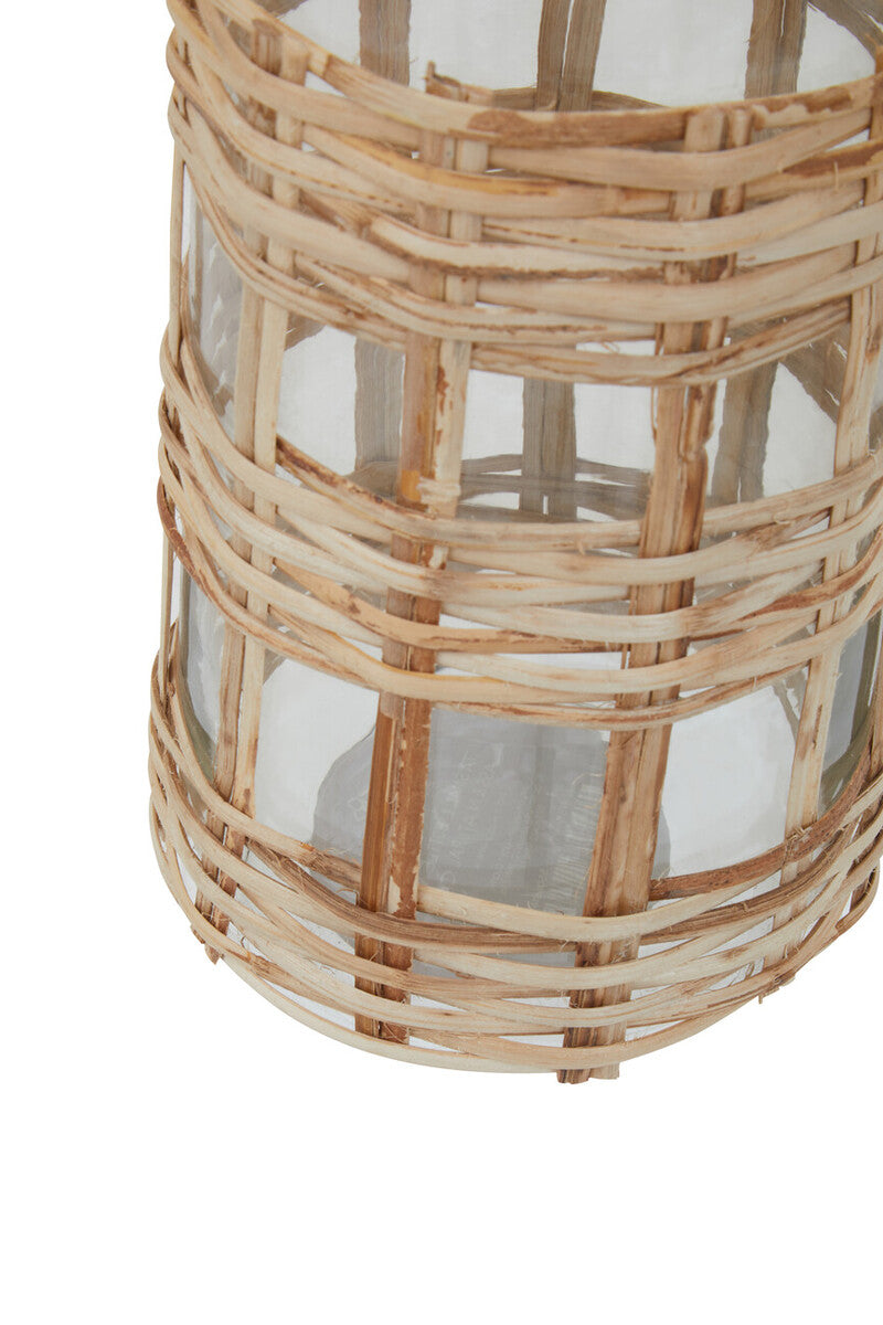 Orsina Kuta Glass Vase – Natural Handwoven Cane Small Bottle Vase