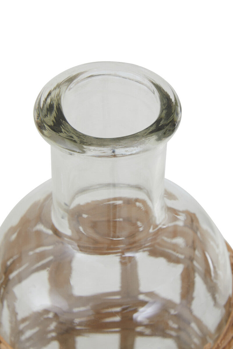 Orsina Kuta Glass Vase – Natural Handwoven Cane Small Bottle Vase