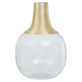 Orsina Glynn Large Glass Vase – Modern Gold Neck Floral Centerpiece