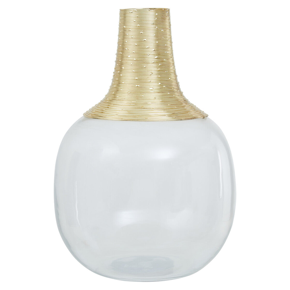 Orsina Glynn Large Glass Vase – Modern Gold Neck Floral Centerpiece