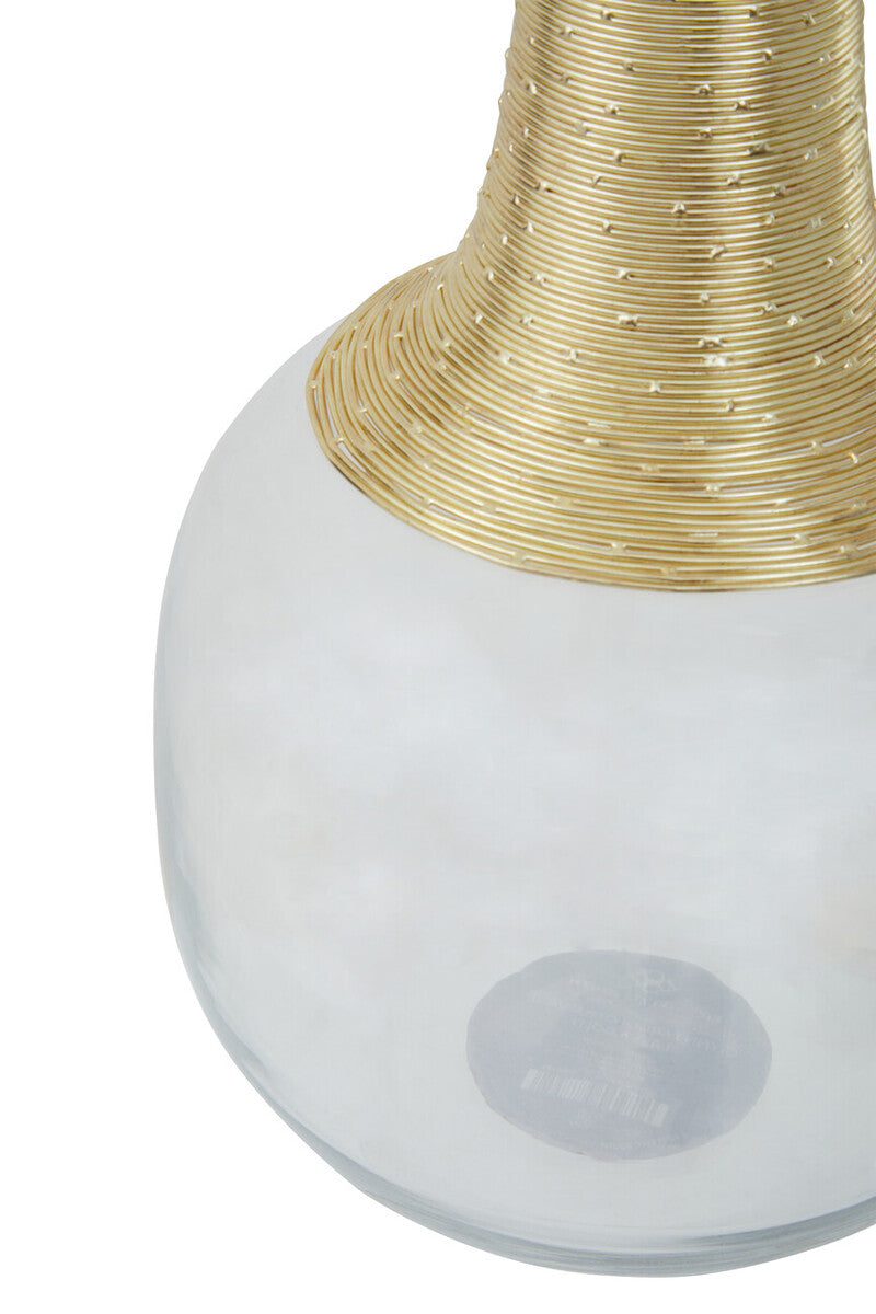 Orsina Glynn Large Glass Vase – Modern Gold Neck Floral Centerpiece