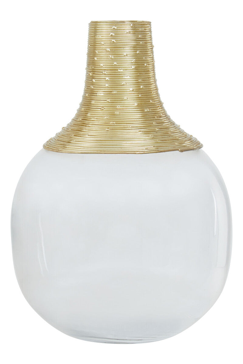 Orsina Glynn Small Glass Vase with Brushed Gold Neck – Modern Decor