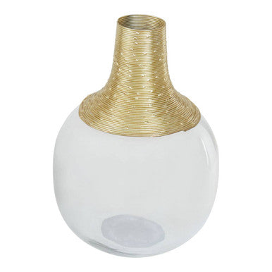 Orsina Glynn Small Glass Vase with Brushed Gold Neck – Modern Decor