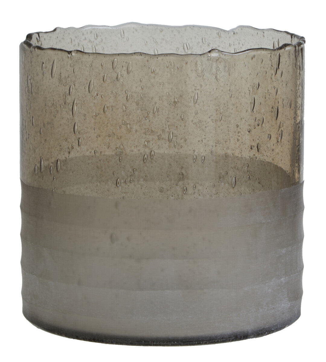 Orsina Glynn Small Ribbed Glass Candle Holder – Natural and Clear